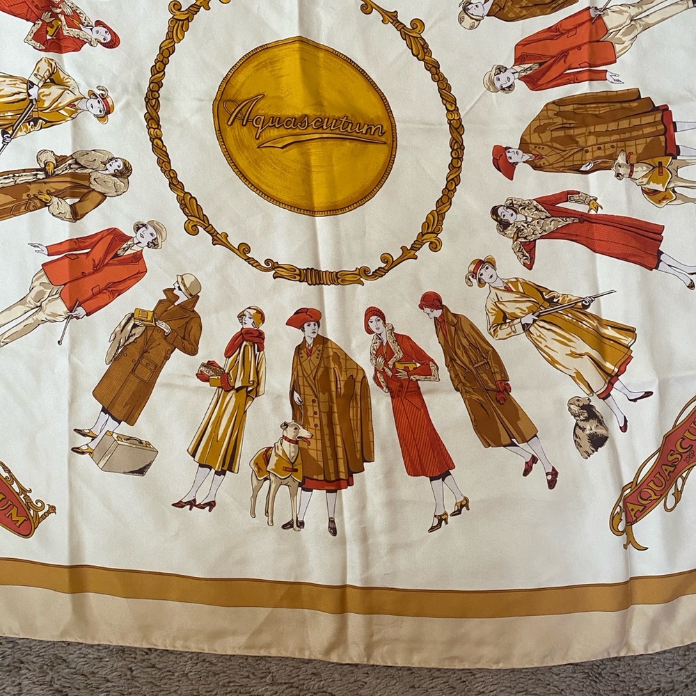 VTG 70’s Aquascutum 1920s Fashion Girls Ladies Silk Scarf - Picture 2 of 9